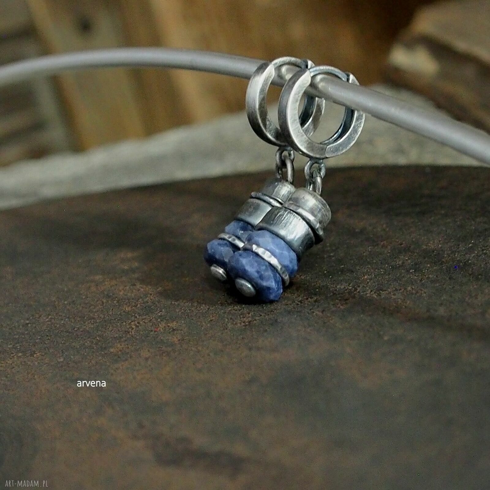 Szafiry - wiszące kolczyki 925 handmade