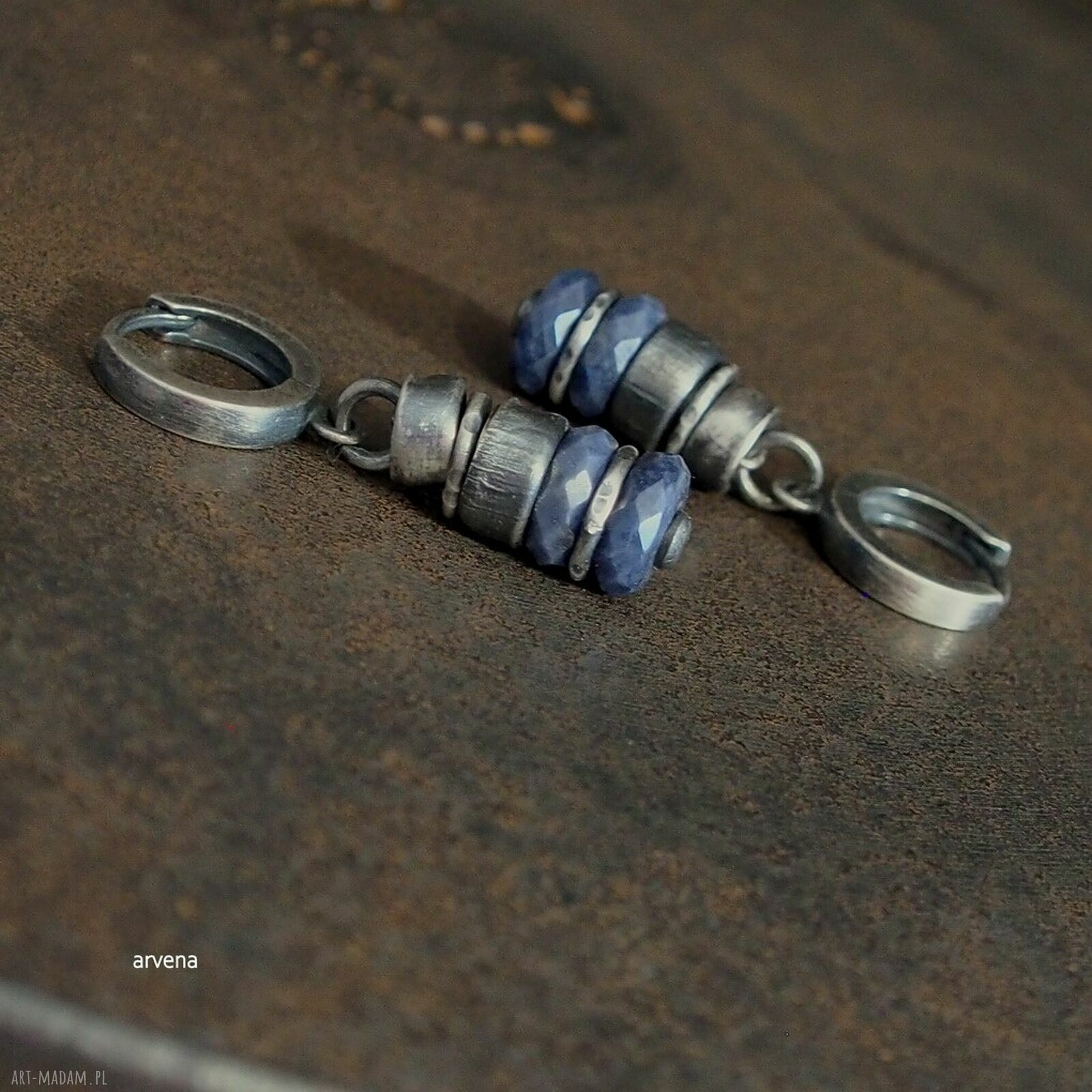 Szafiry - wiszące kolczyki 925 handmade