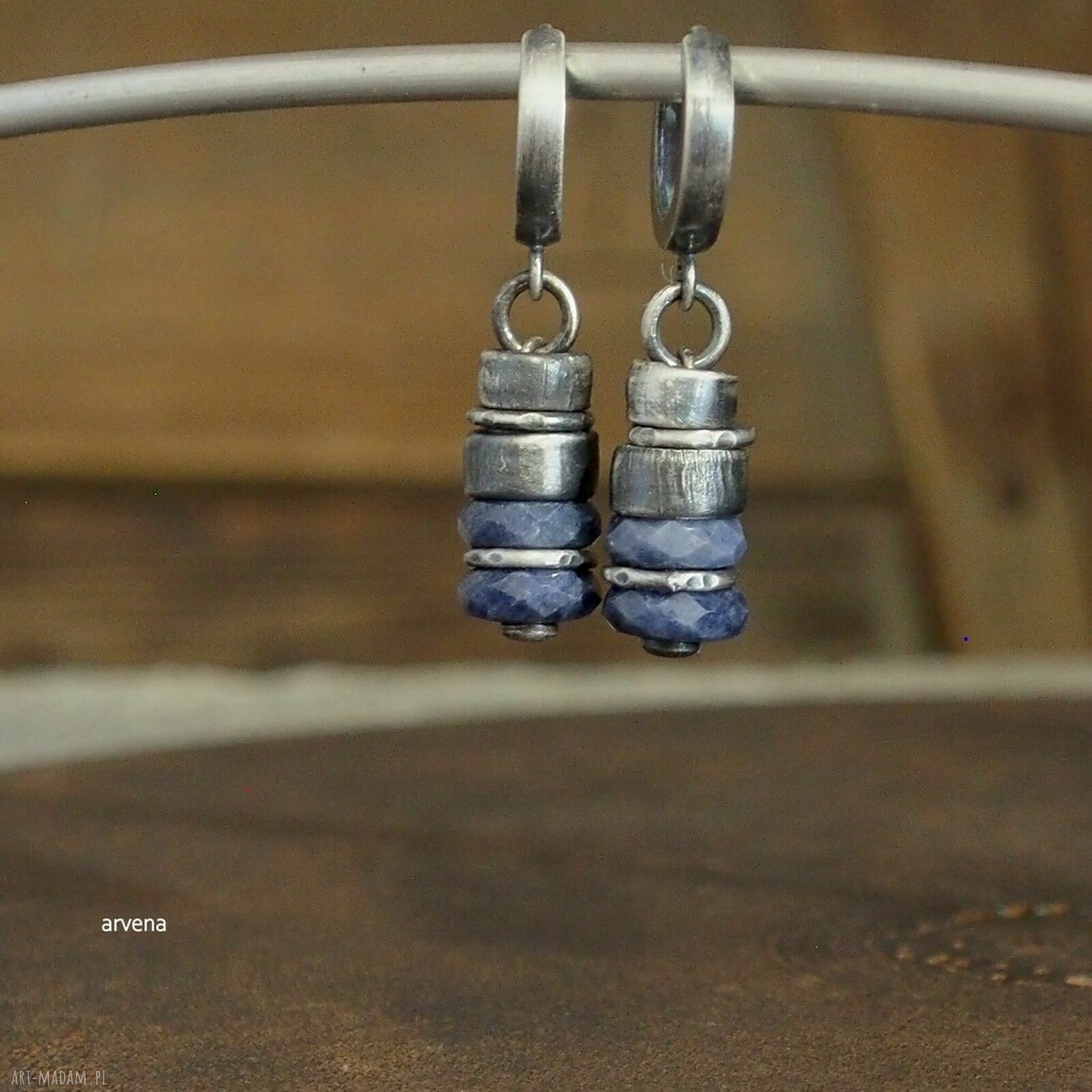 Szafiry - wiszące kolczyki 925 handmade