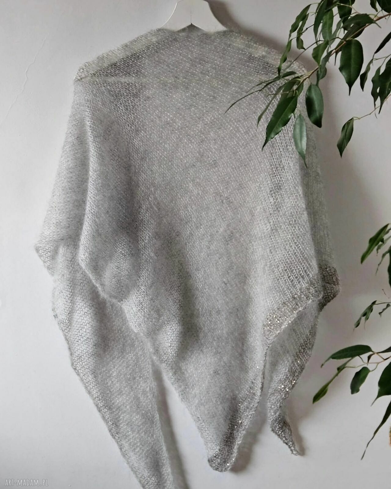 Chusta mgła drutach szyję prezent szal walentynki wykonana