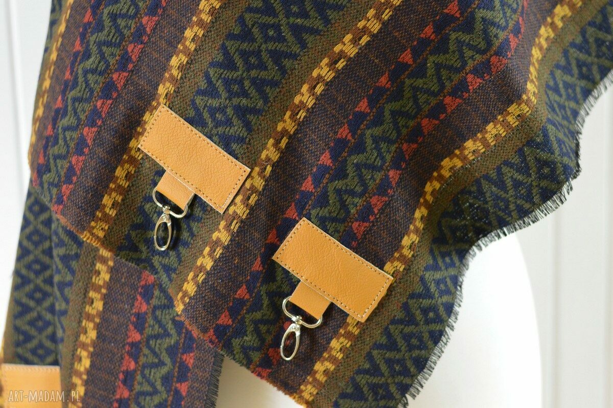 SZAL, CHUSTA, PONCZO, KOMIN W AZTECKIE WZORY Handmade