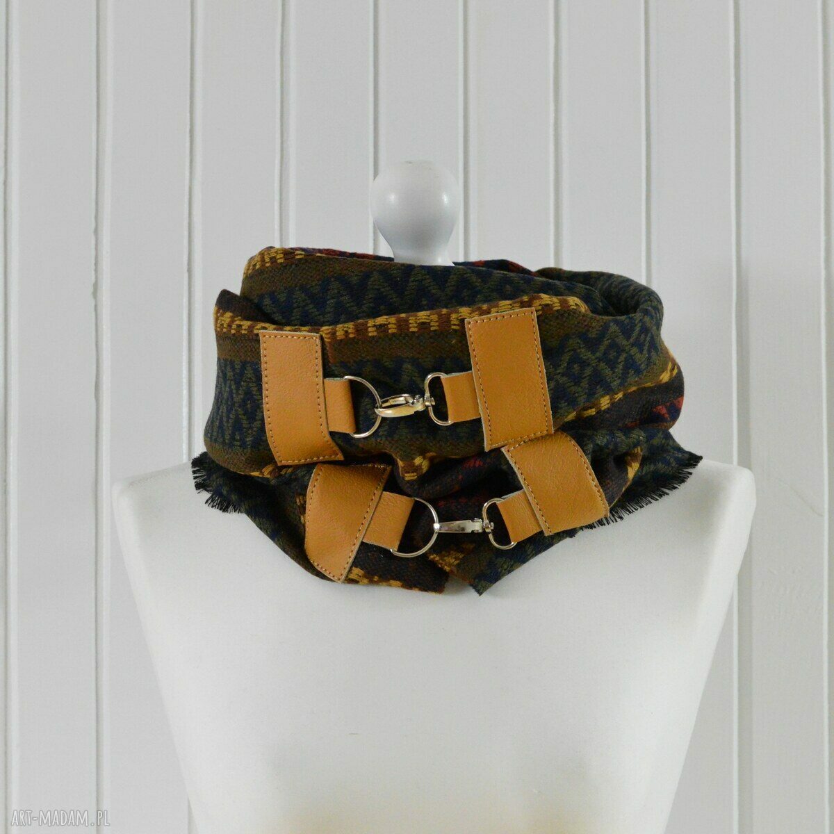 SZAL, CHUSTA, PONCZO, KOMIN W AZTECKIE WZORY Handmade