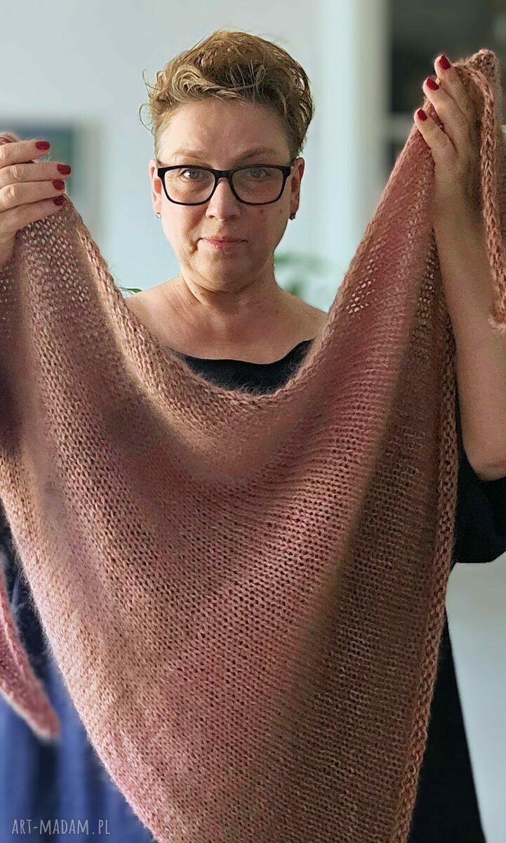Chusta Print na drutach merino i moher z jedwabiem