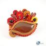 handmade broszki czerwona broszka soutache z jedwabiem