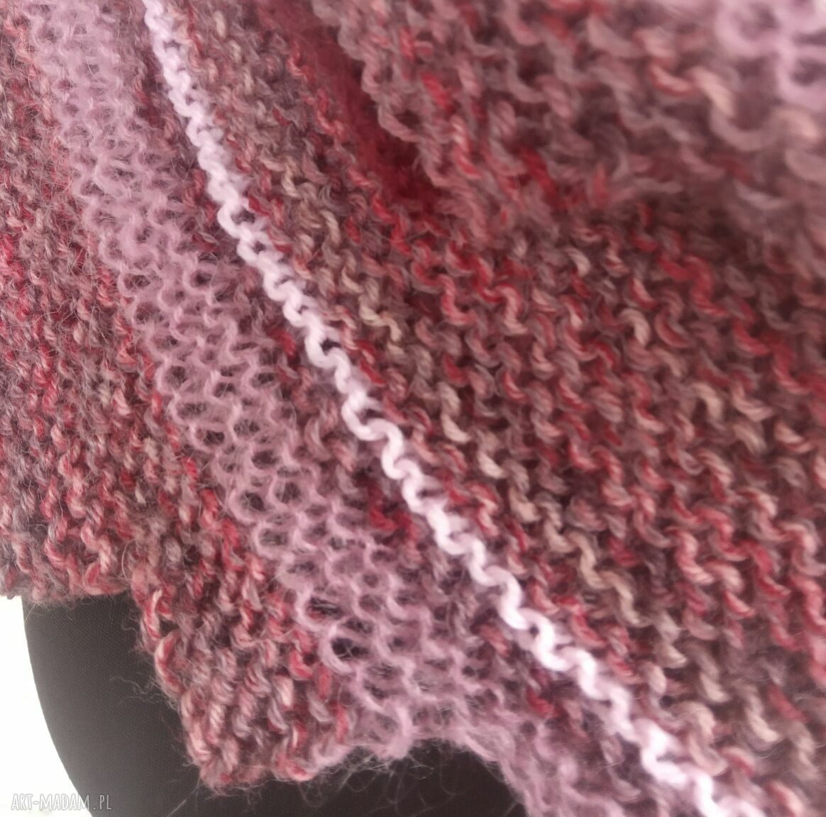 Szal Dragon na drutach - smoczy ogon, długa chusta handmade