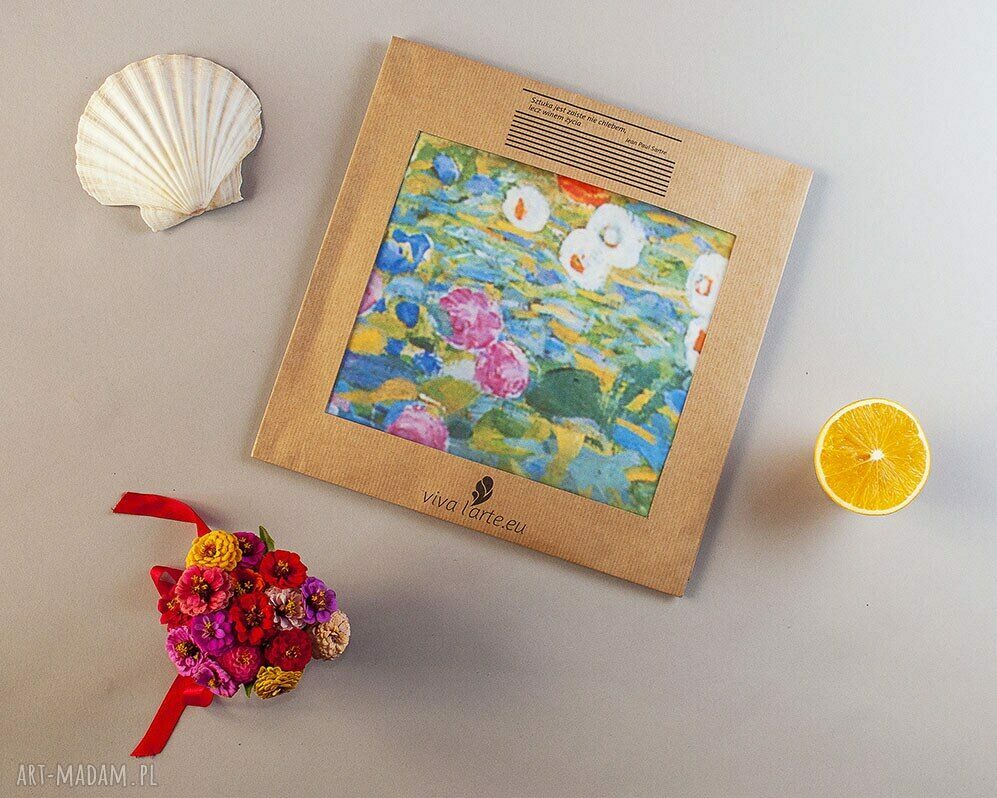 Szal Gustav Klimt z kwiatowym motywem - elegancki prezent vintage dla kobiety