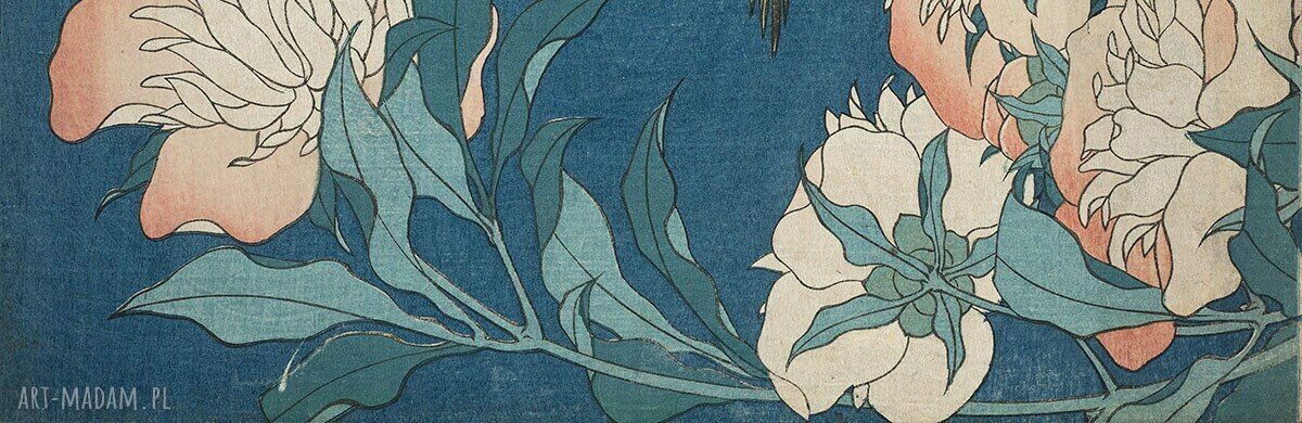 Szal - Hokusai, kwiaty