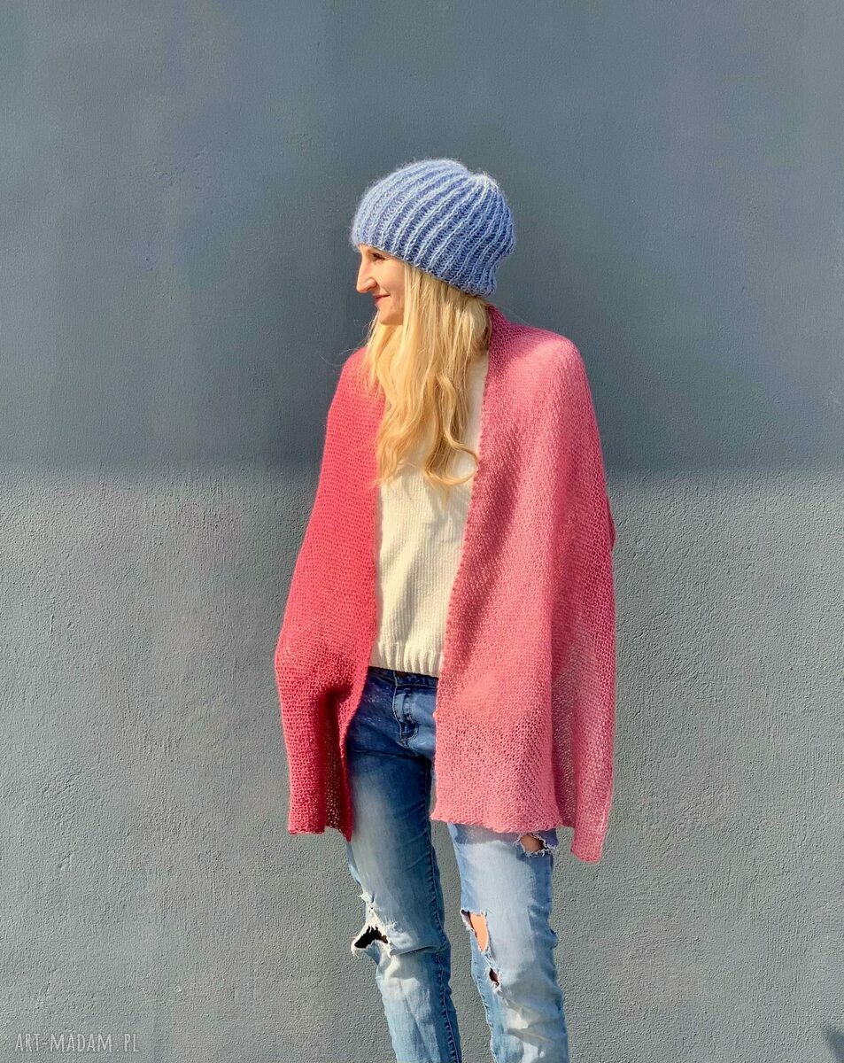 Szal Indian Rose Ombre - ręcznie dziergana chusta, ciepła i wygodna