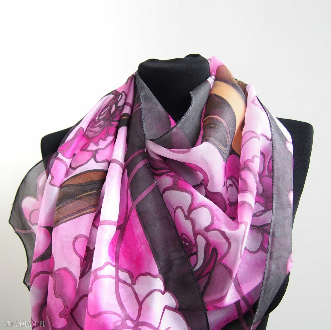 chustki i apaszki: Szal jedwabny Nietoperze ręcznie zrobione