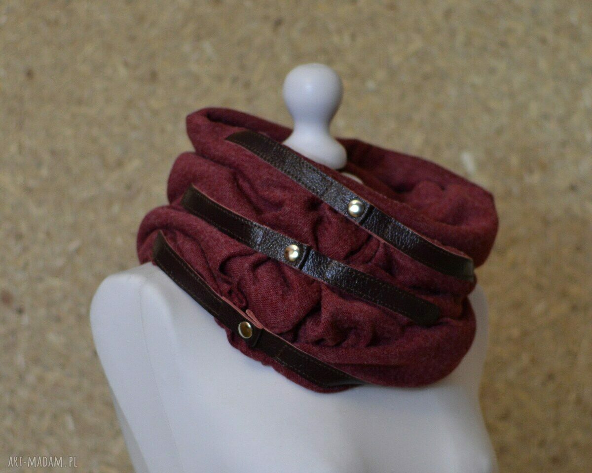 szal, komin, narzutka, ponczo, chusta bordo hand made