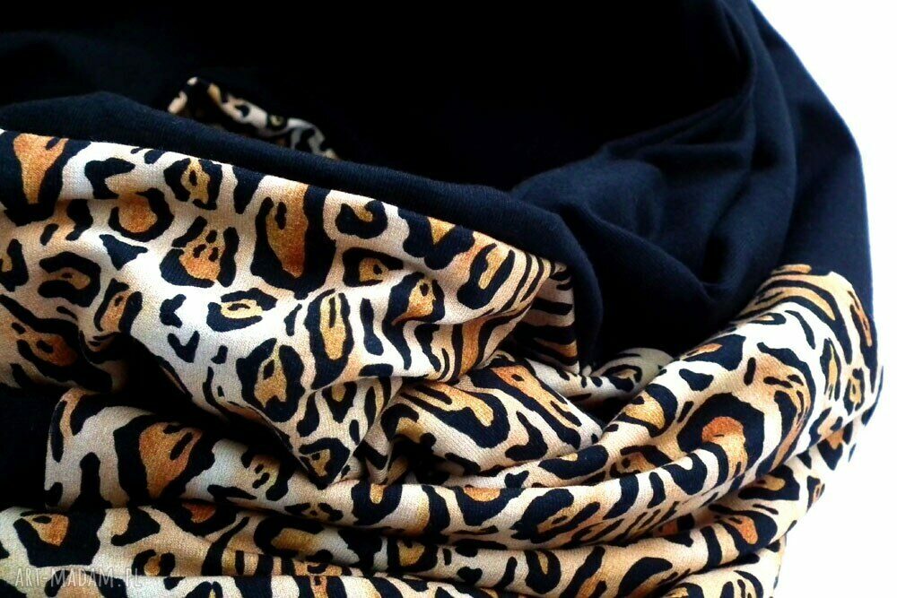 Szal-komin w cętki leoparda - ręcznie uszyty z bawełny