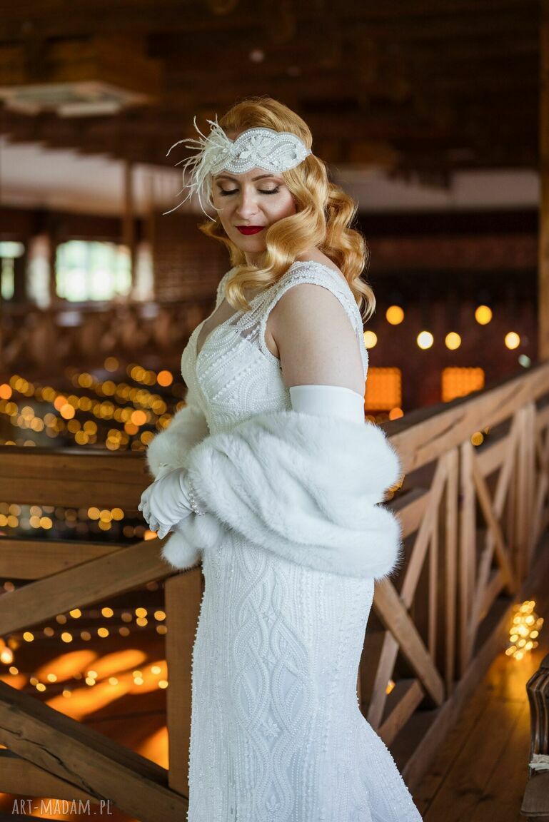 Szal ślubny Ivory - elegancka etola Glamour ze sztucznego futra