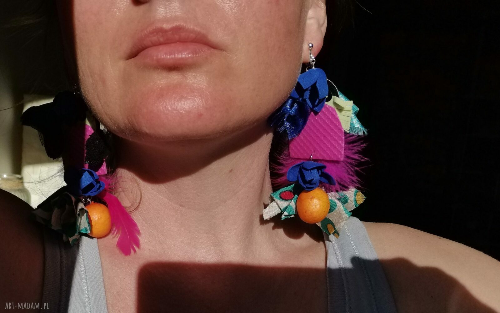 Klipsy boho Szalenstwo z piórami - Frida, etno i ślubne