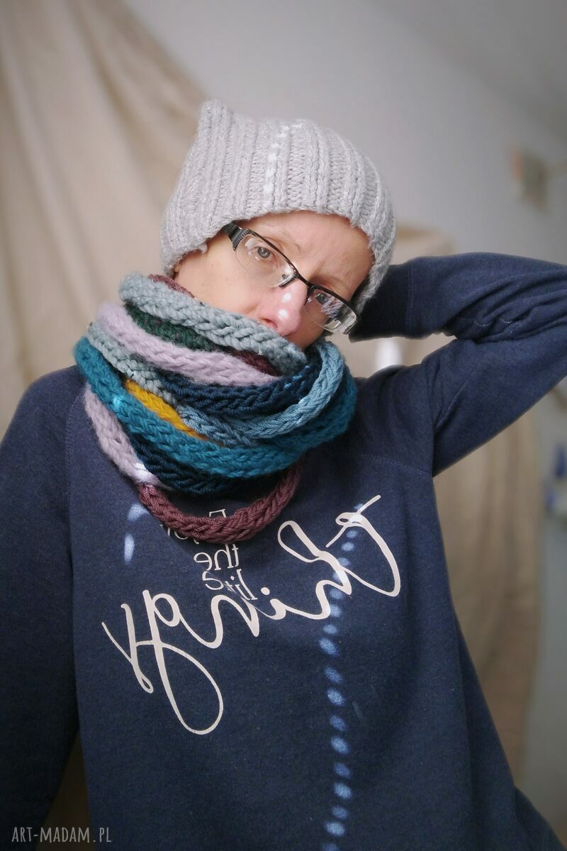 Szalik komin w kolorach jesieni - ręcznie robiony Barborka Design
