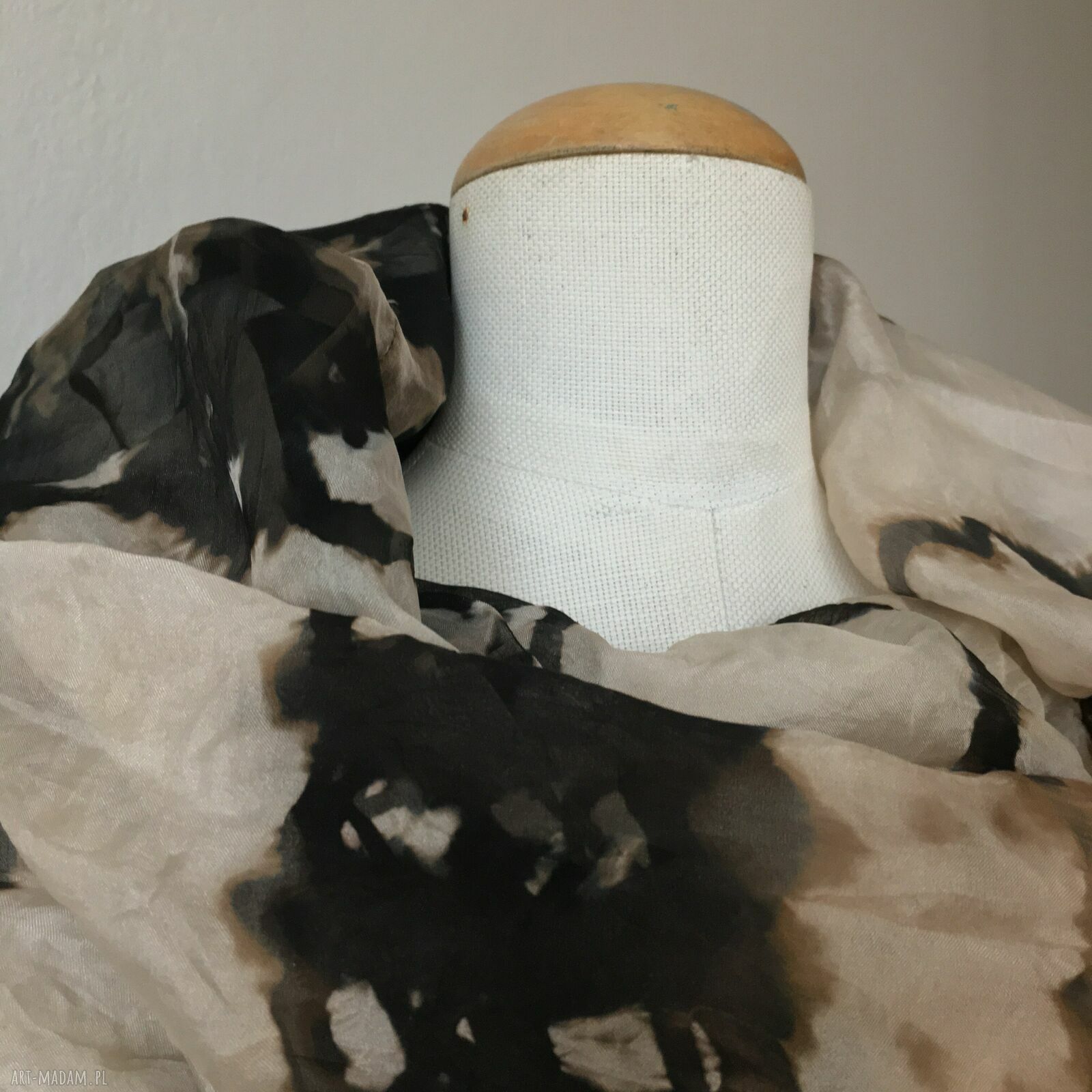 Szalo-komin jedwabny IMPRINT - unikat slowfashion w technice shibori