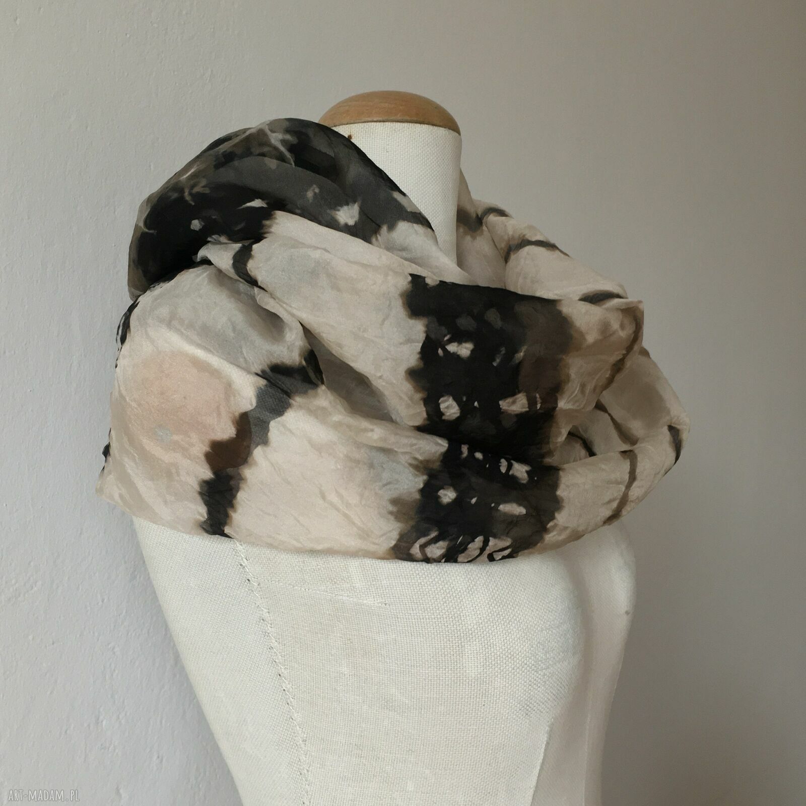 Szalo-komin jedwabny IMPRINT - unikat slowfashion w technice shibori