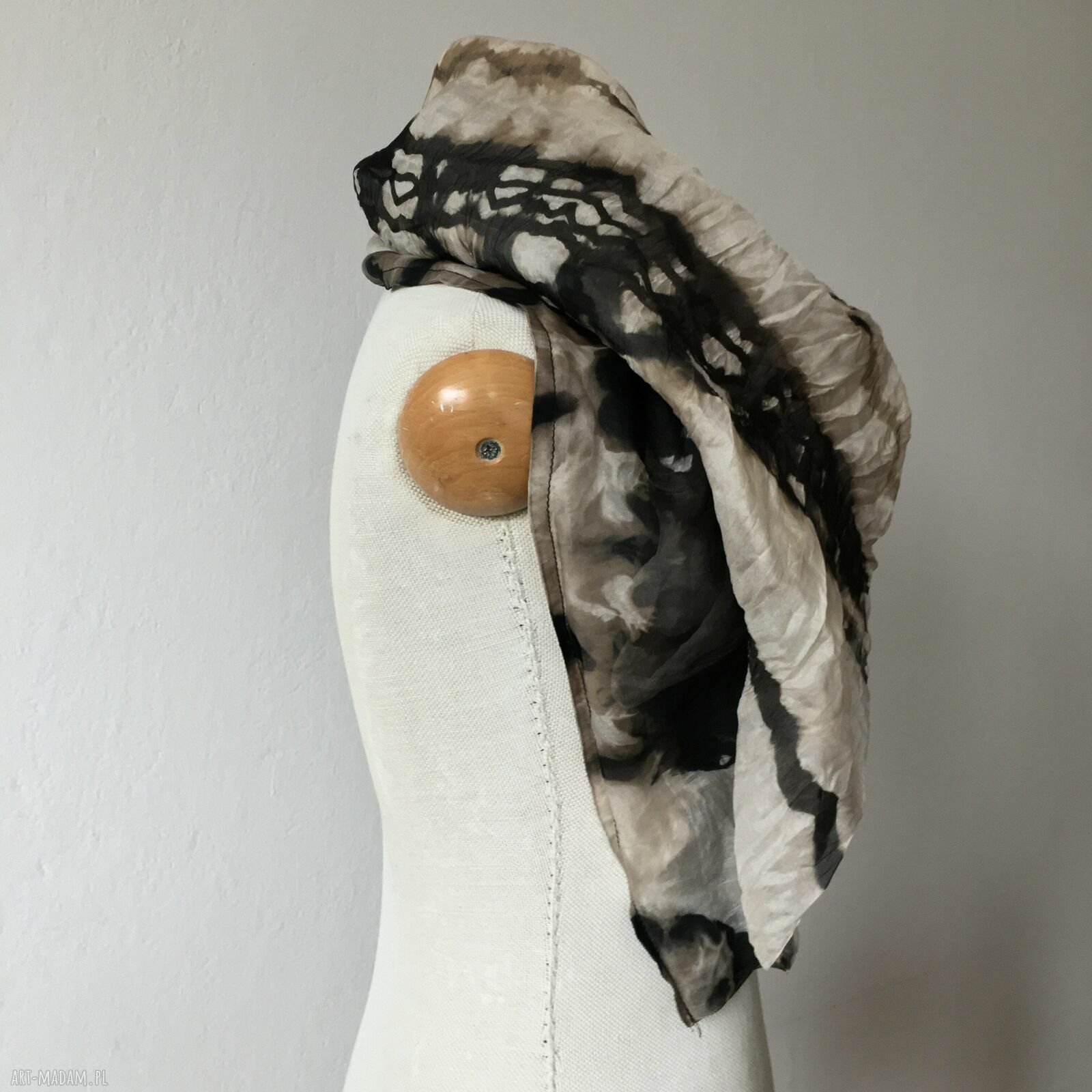 Szalo-komin jedwabny IMPRINT - unikat slowfashion w technice shibori
