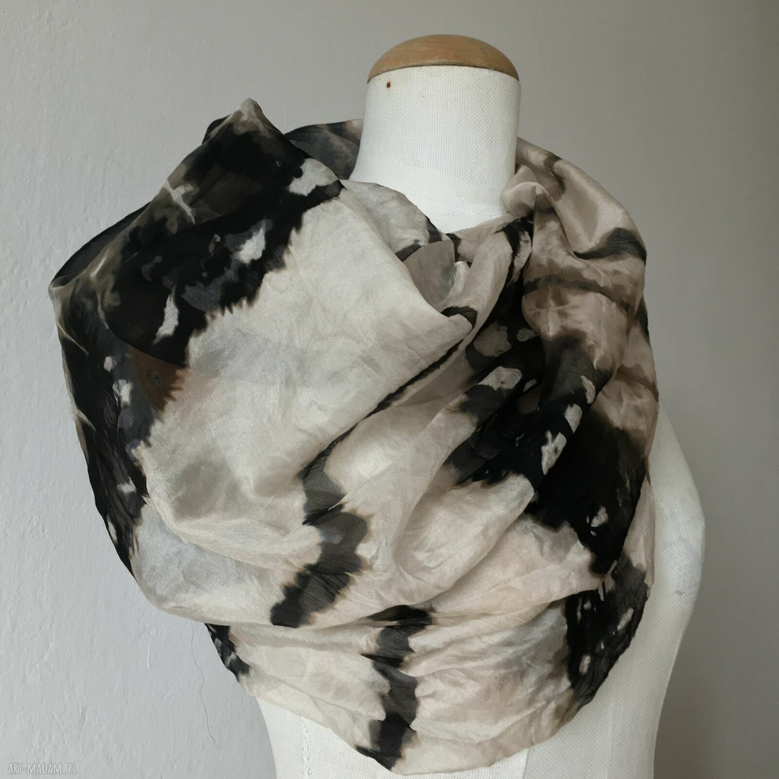 Szalo-komin jedwabny IMPRINT - unikat slowfashion w technice shibori