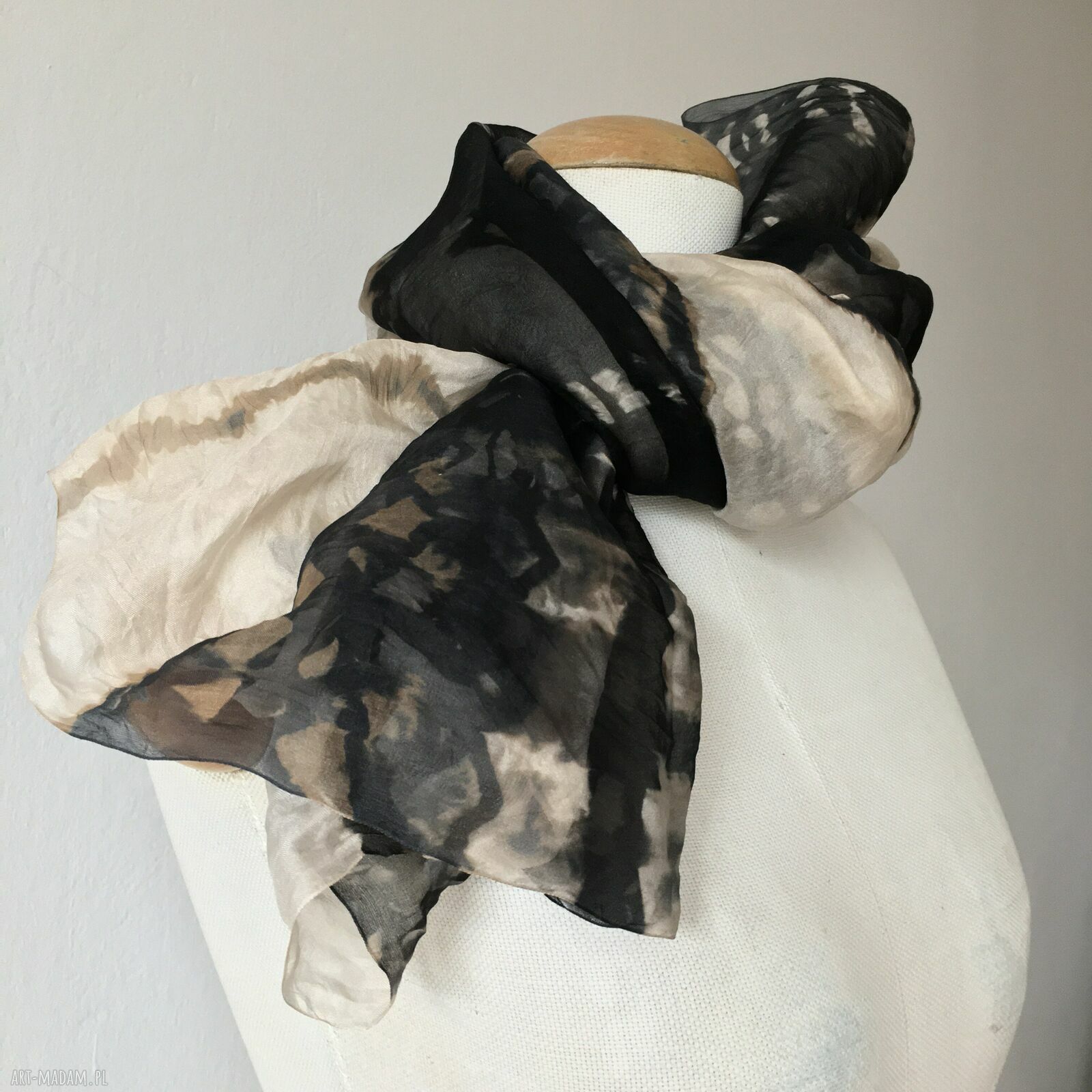 Szalo-komin jedwabny IMPRINT - unikat slowfashion w technice shibori