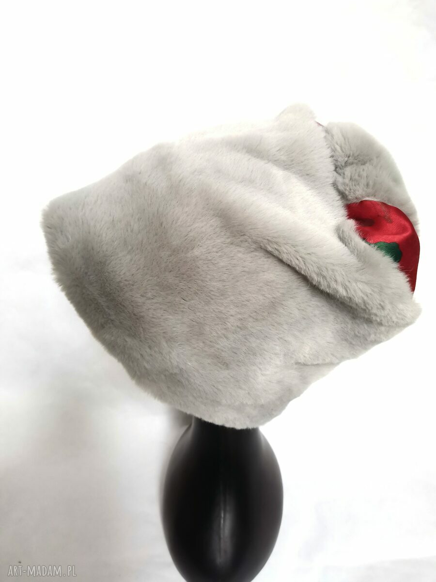 Szalona futrzana czapka szary włos z podszewką - bardzo ciepła, handmade (58-61 cm)