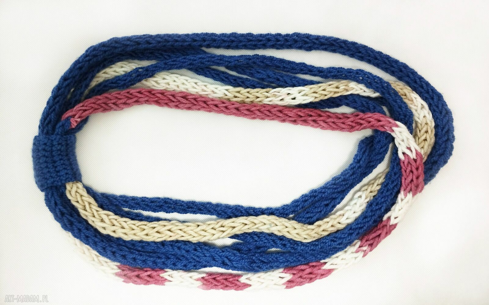 Szal komin niebiesko-wrzosowy - szalik zamotka Barborka Design