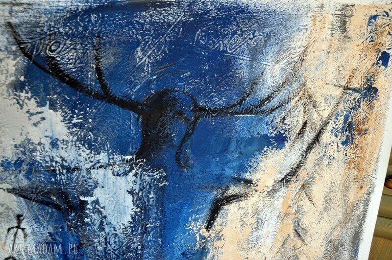 Szaman 2 - nowoczesny obraz abstrakcyjny ręcznie malowany 80x120 cm