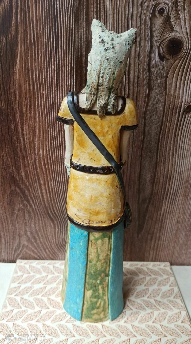 Szamanka II - figurka leśnej szamanki z motywem wilka (ok. 36 cm)