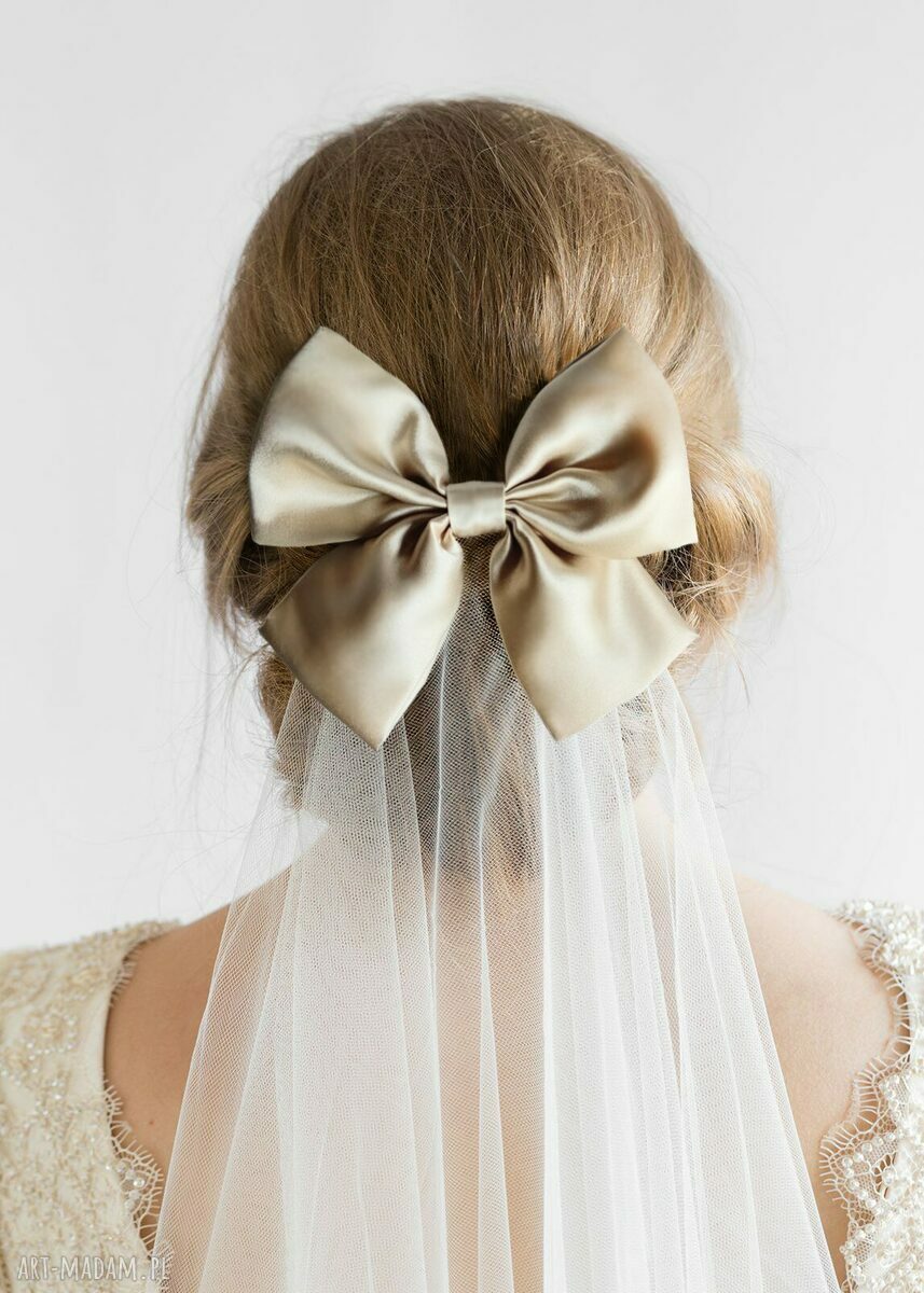 Szampańsko mi! Zestaw scrunchie z kokardą i spinką - jedwabny dodatek do włosów