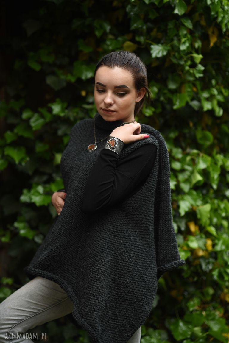 Szara kamizelka sweter na drutach