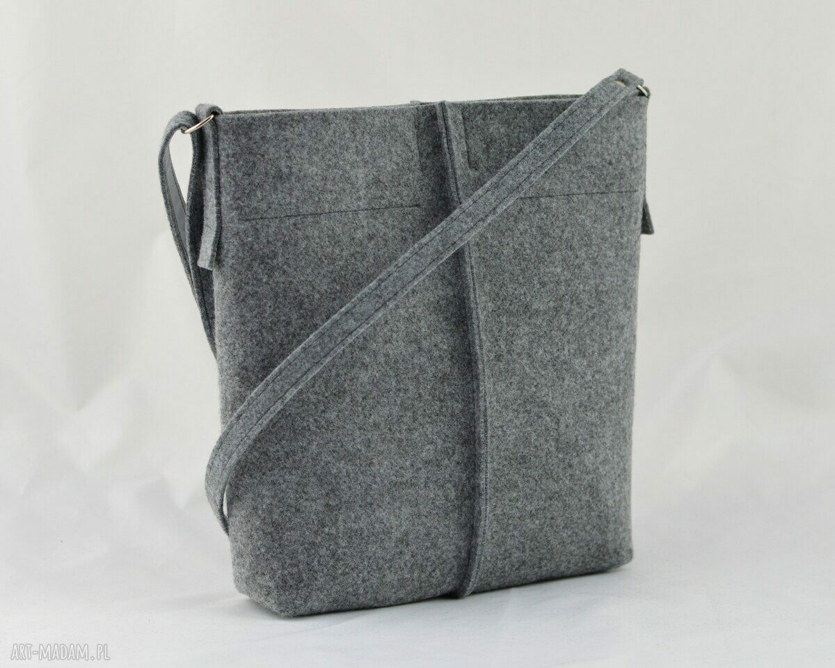 Szara Listonoszka z Filcu Minimalistyczna Torebka HandMade