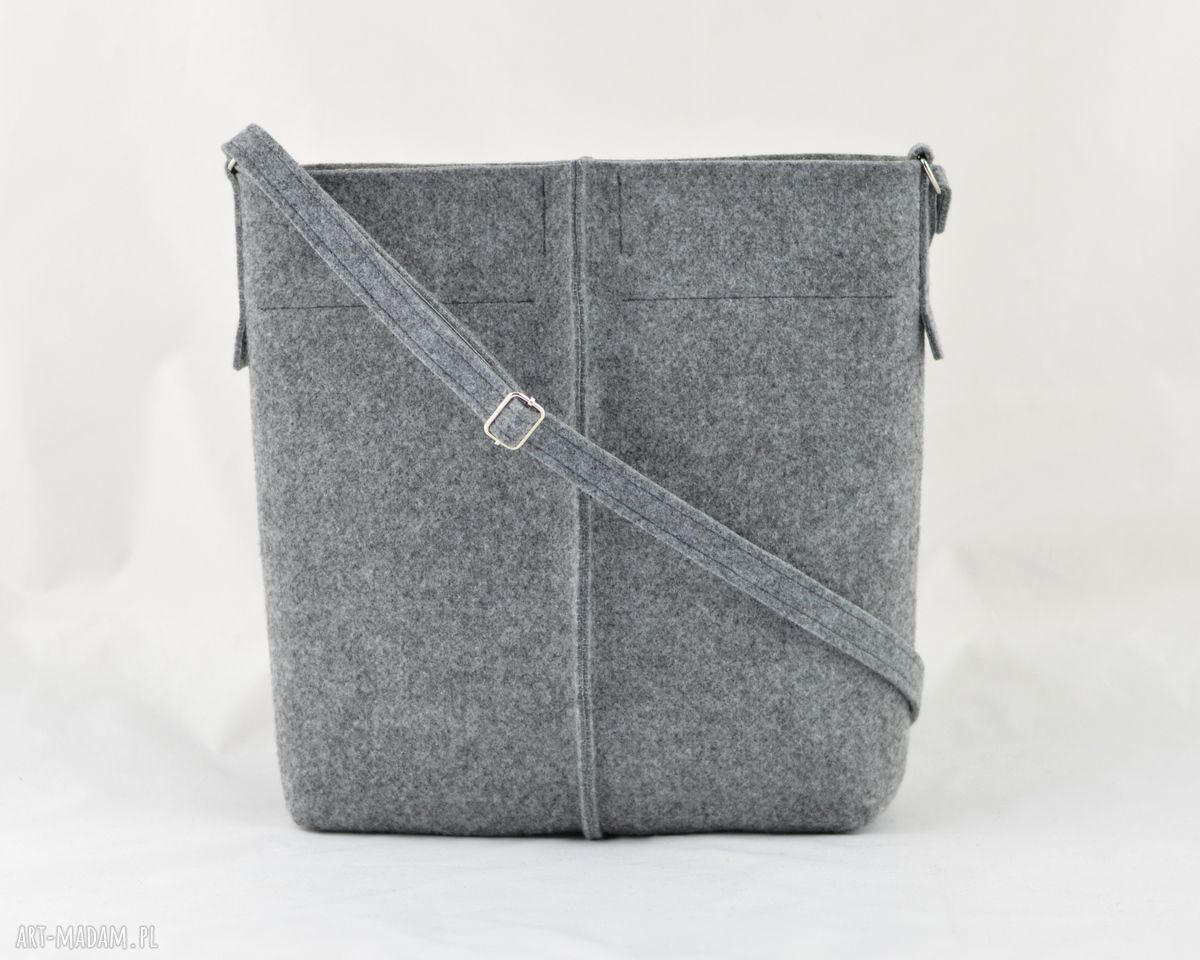 Szara listonoszka filcu minimalistyczna torebka filc filcowa