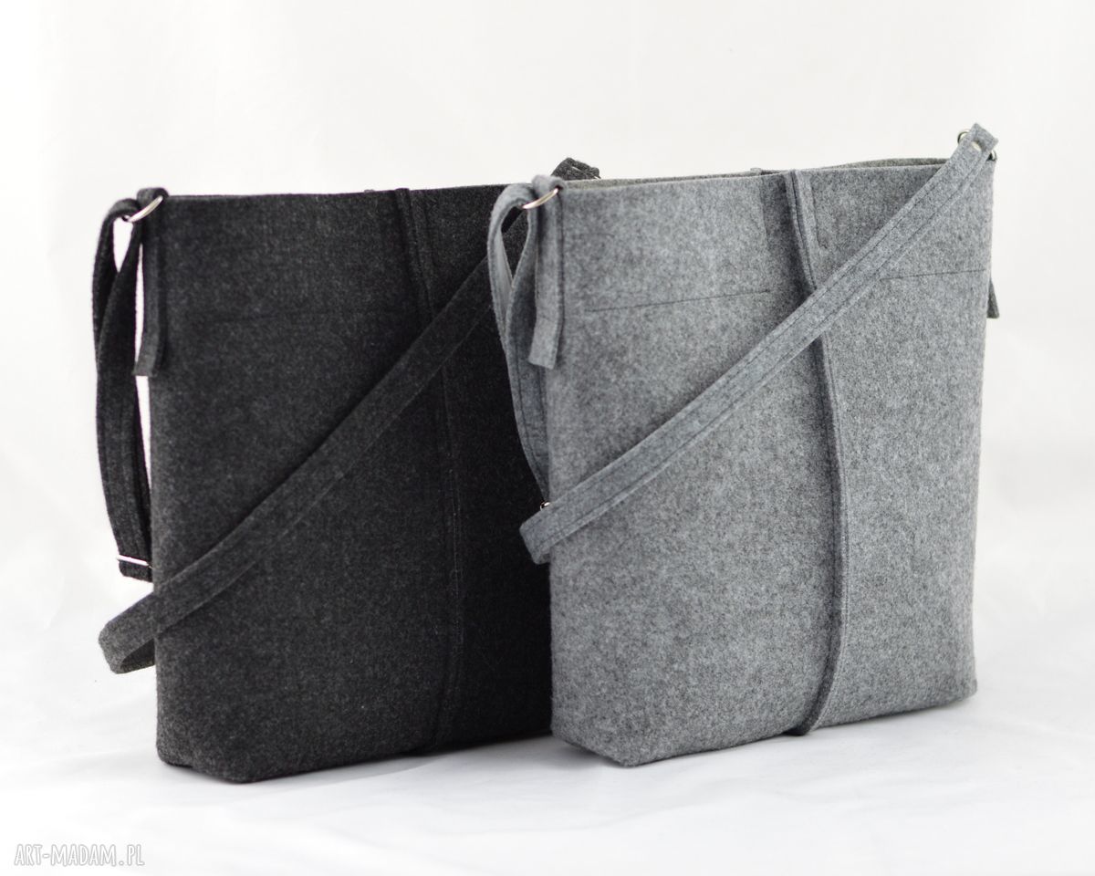 Szara Listonoszka z Filcu Minimalistyczna Torebka HandMade
