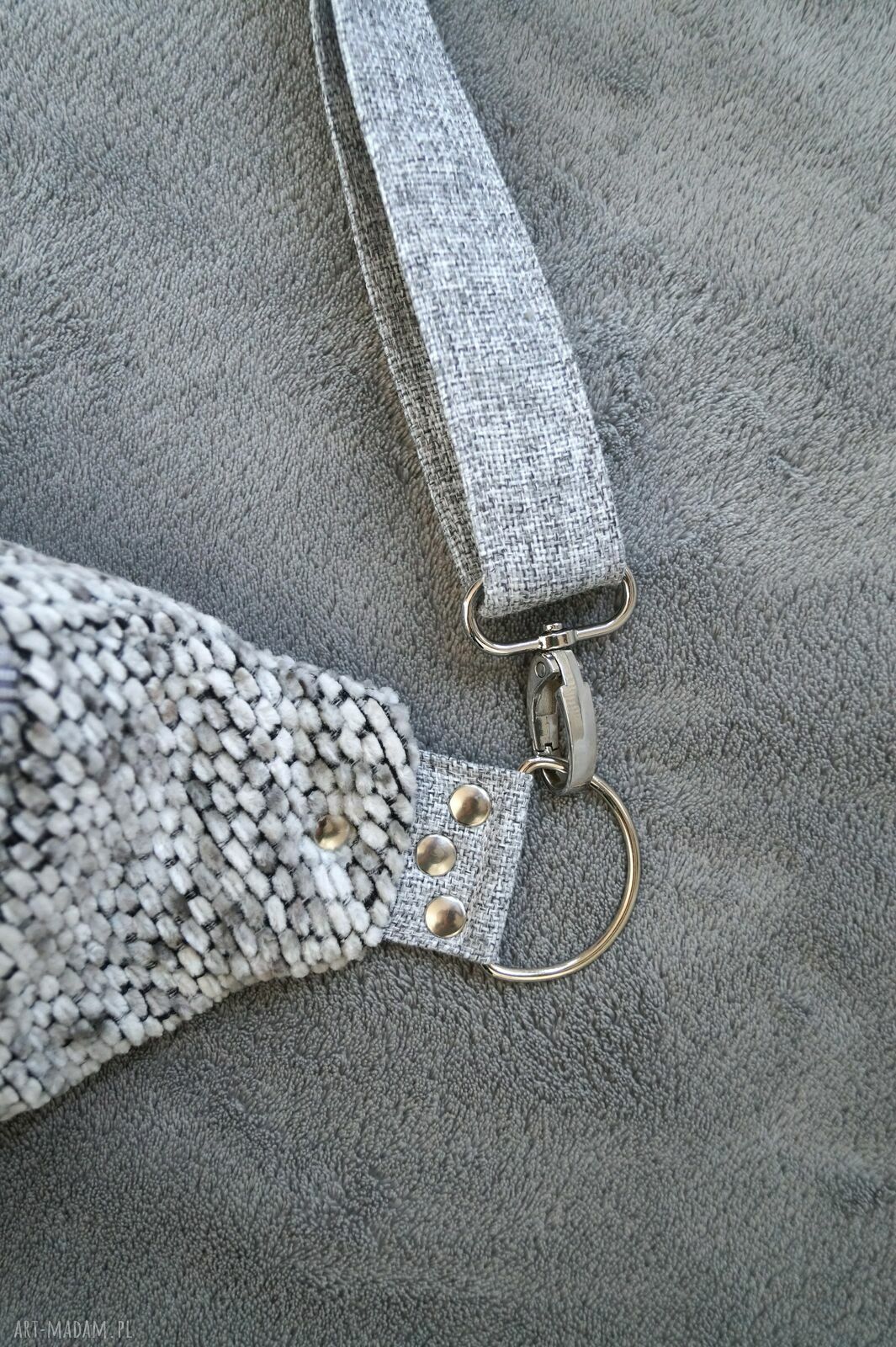 Szara melanżowa nerka XXL handmade - pojemna do noszenia na ukos