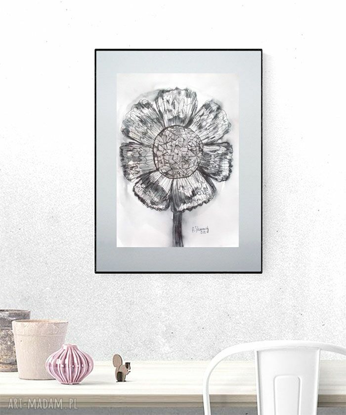 Szara grafika na ścianę 30x40 - nowoczesny rysunek w stylu minimalizmu