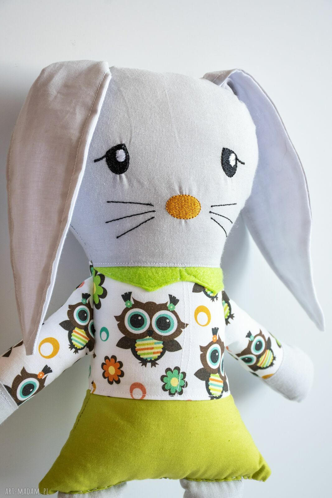 Królik Szarak „Romantyczna Emma” 37 cm - ręcznie szyta maskotka dla dziewczynki
