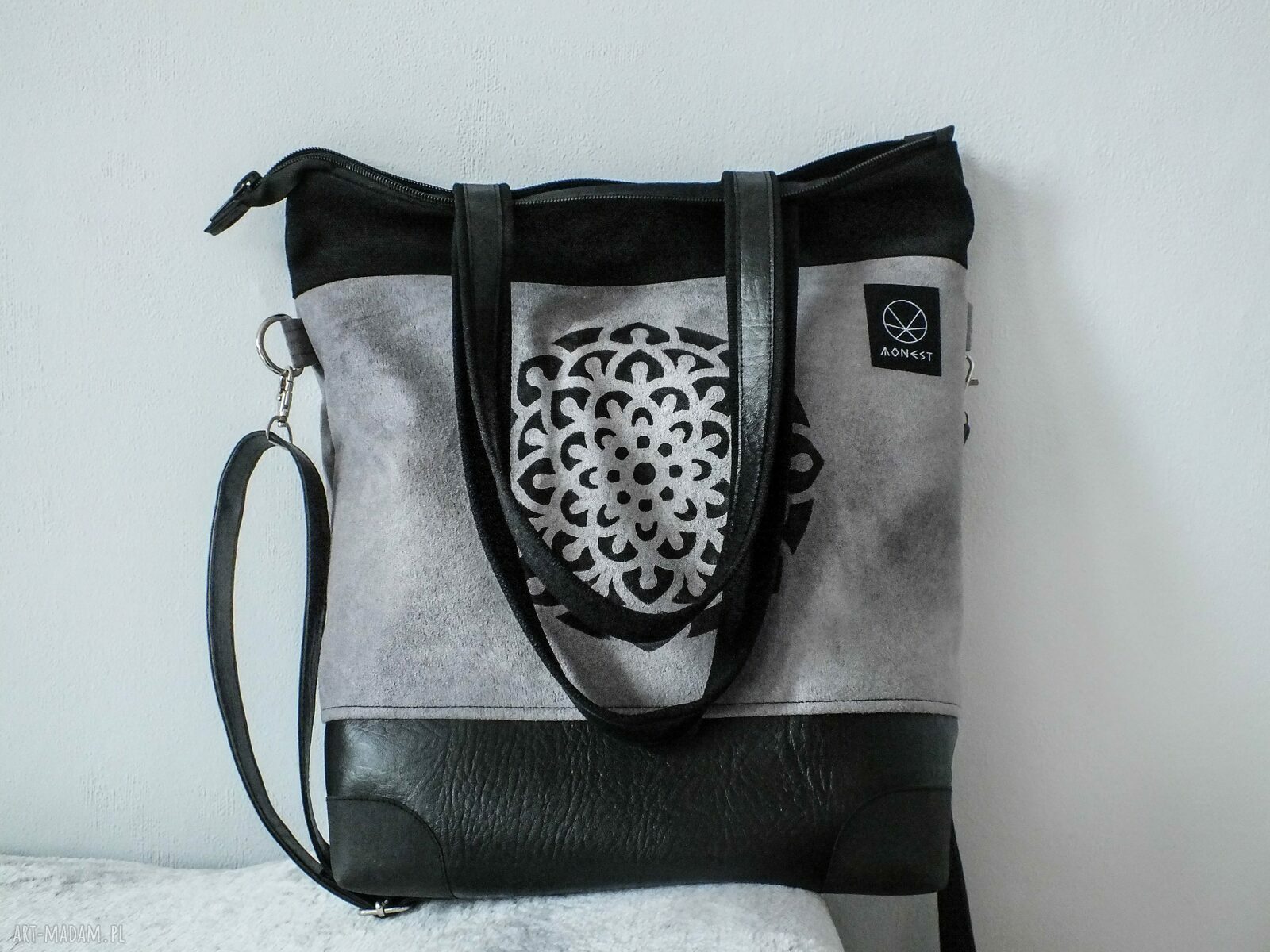 Szaro czarna torba Mandala