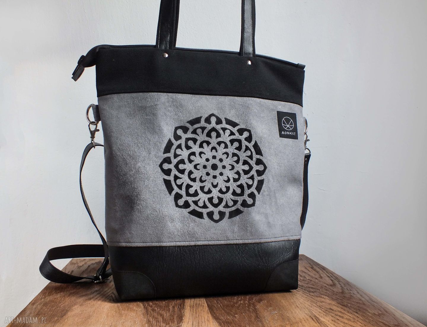 Szaro czarna torba Mandala