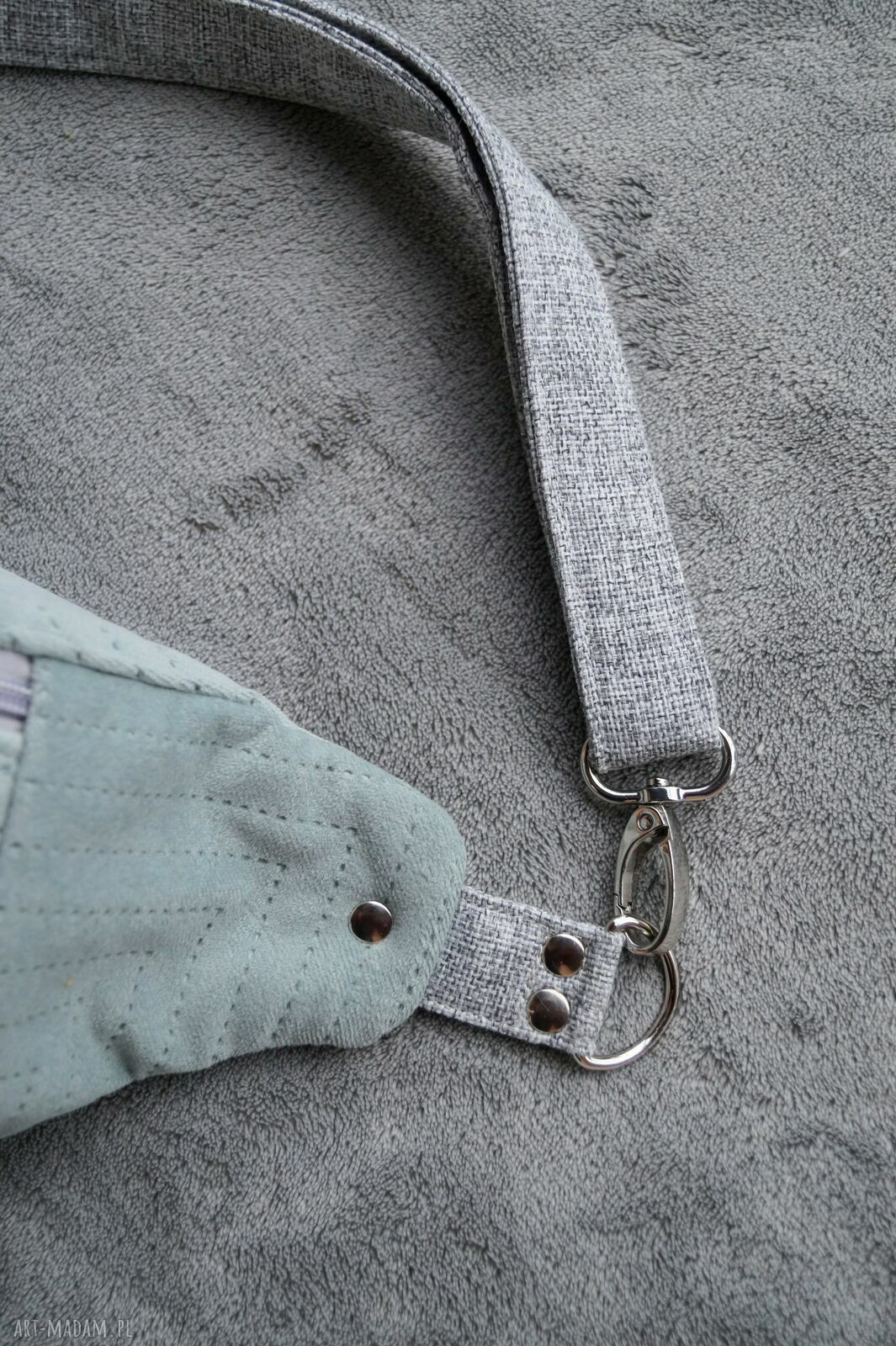 Szaro-miętowa nerka damska XXL handmade