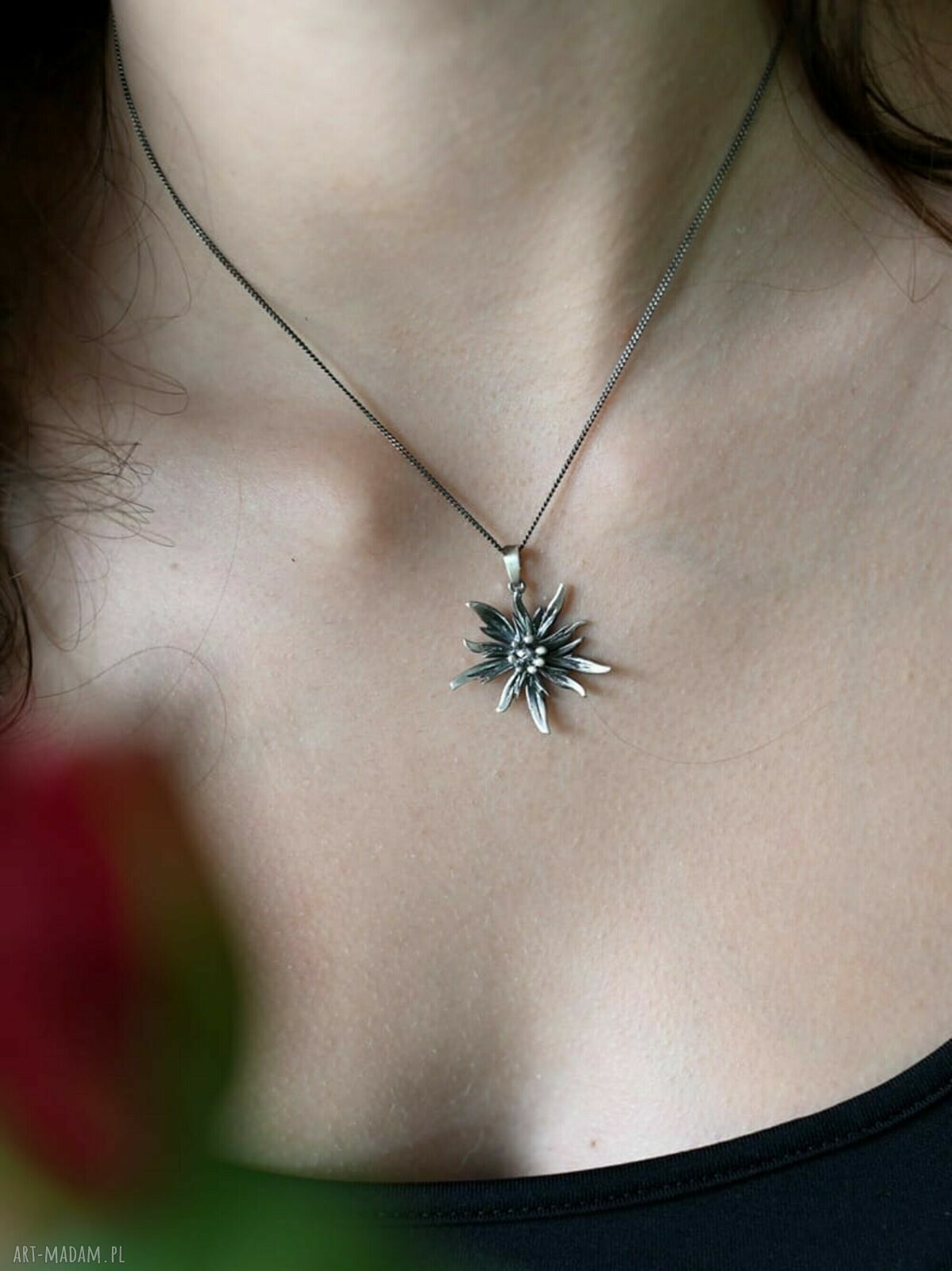 Szarotka górska wisiorek srebrny 925 - handmade