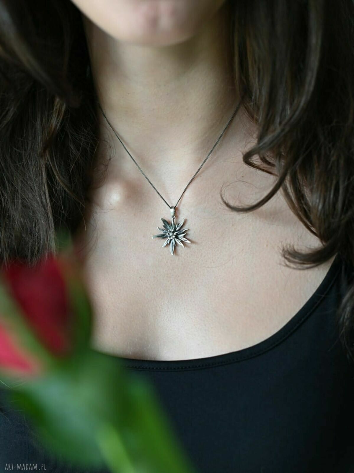 Szarotka górska wisiorek srebrny 925 - handmade