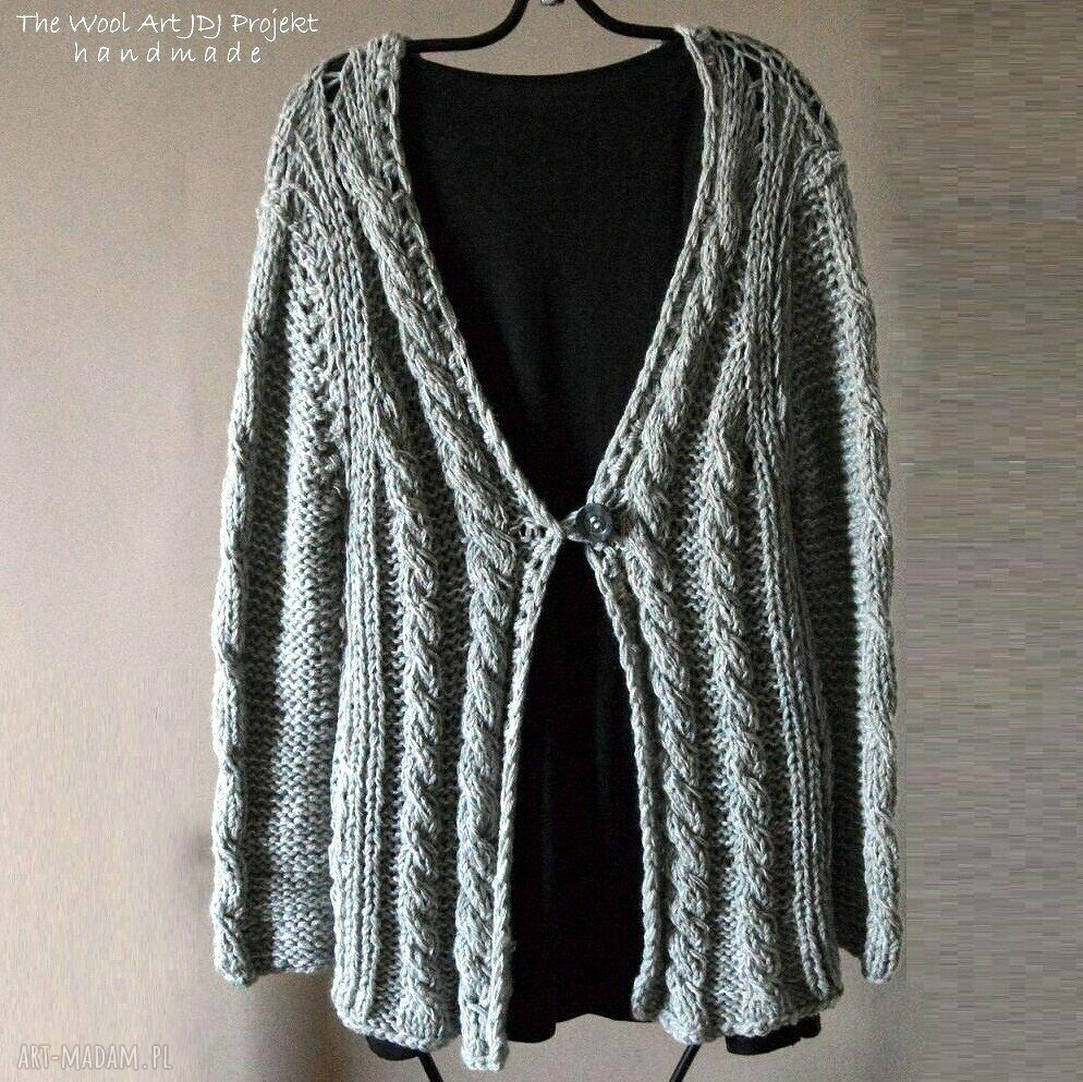 swetry: szary kardigan autorskie