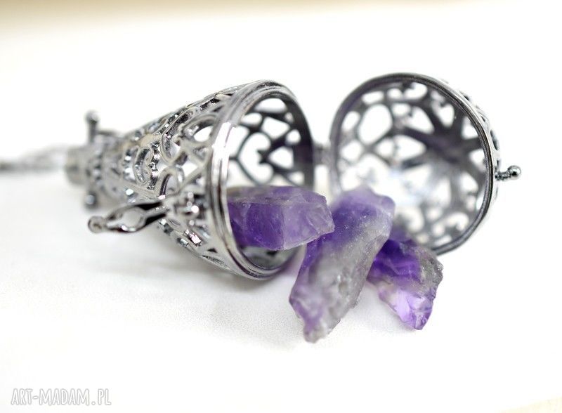 naszyjniki: BANU medalion naszyjnik z ametystem Ręcznie zrobione