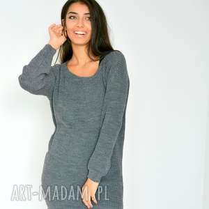 szeroki grafitowy sweter tunika oversize nashani