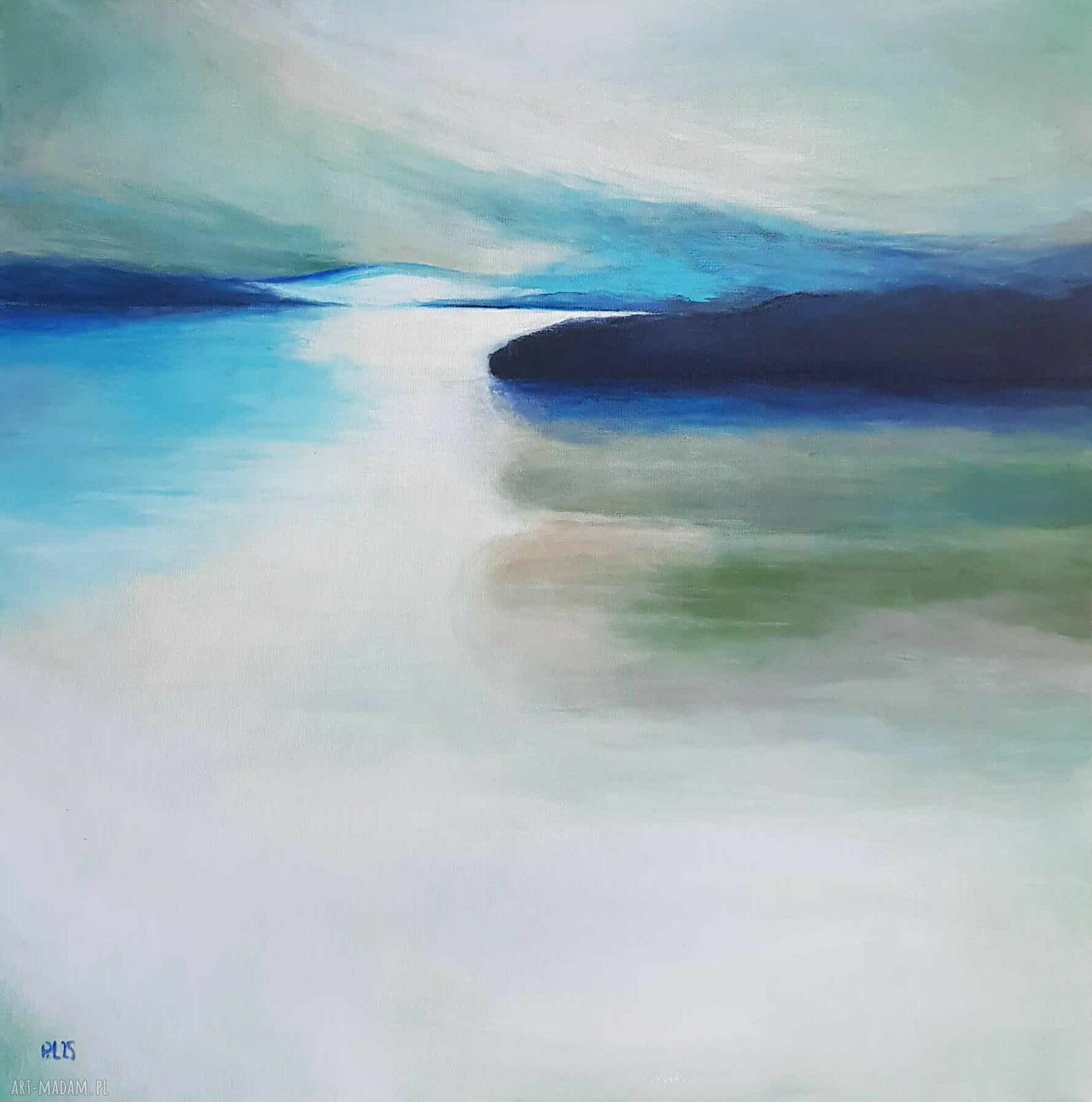 Szerokie Wody - obraz akrylowy 60x60 cm na płótnie (pejzaż)