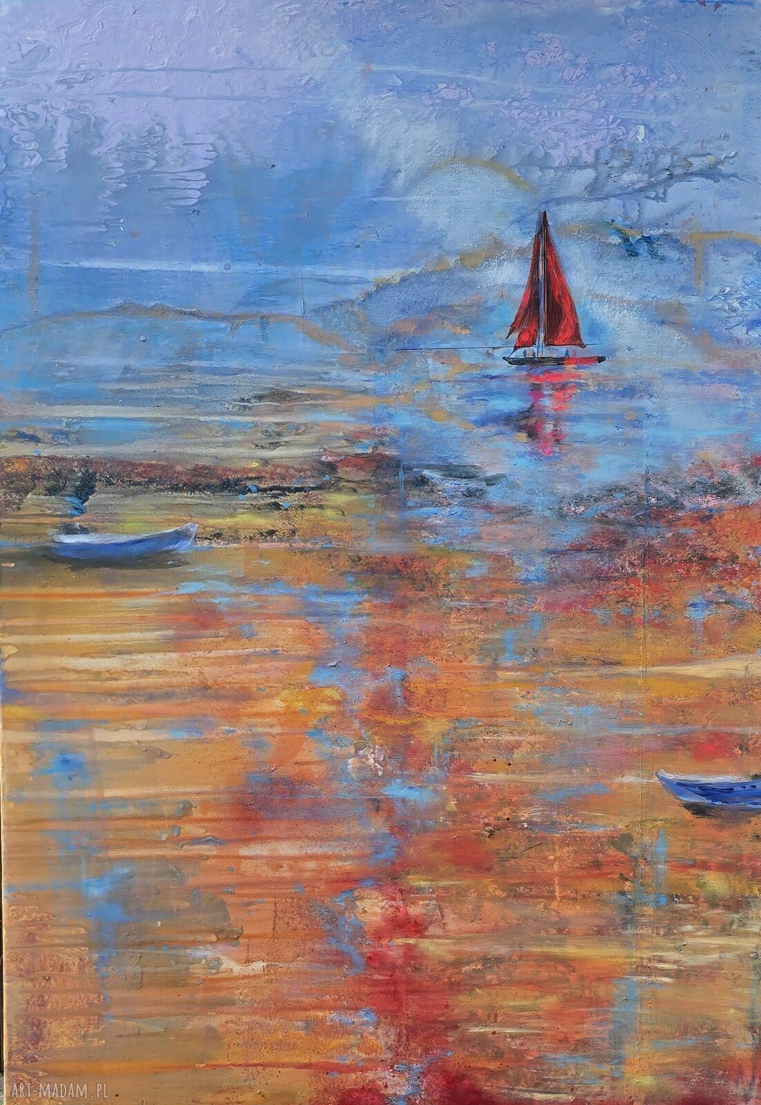 Szkarlatny żagiel - obraz akrylowy na płótnie 100x70 cm
