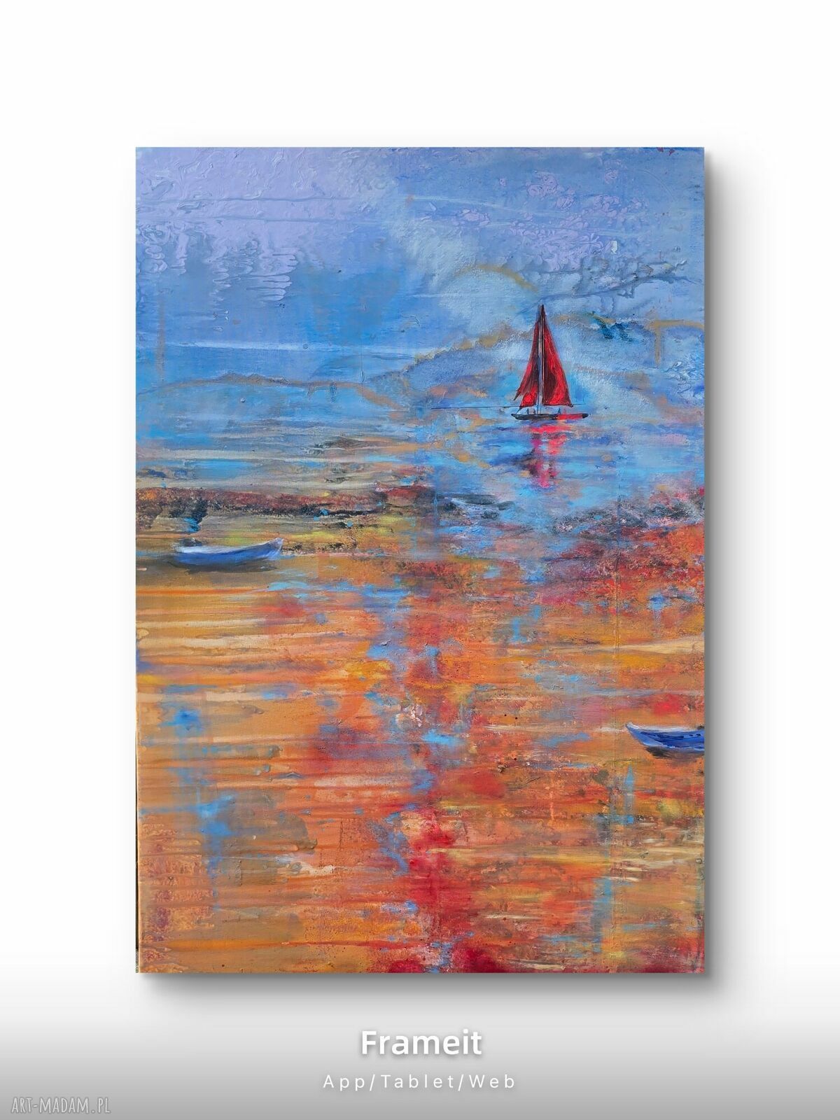 Szkarlatny żagiel - obraz akrylowy na płótnie 100x70 cm