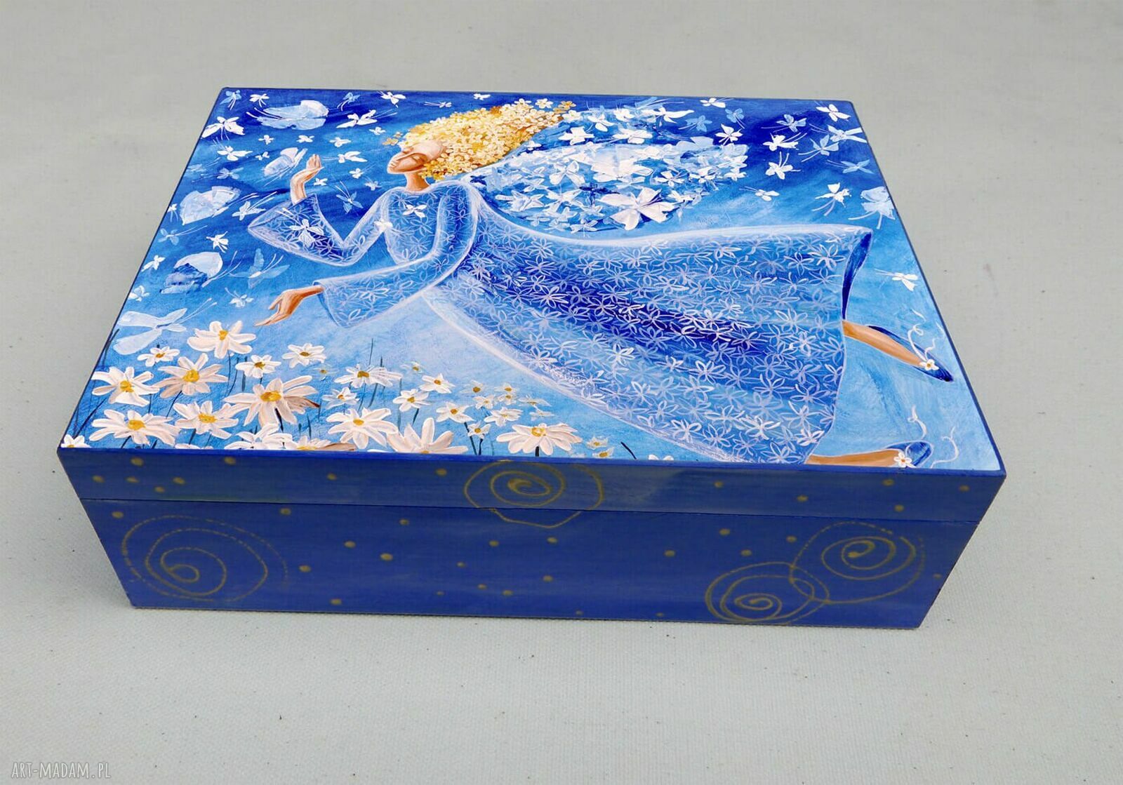 Szkatułka Lekkość bytu z aniołem i kwiatami - 22x22x8 cm