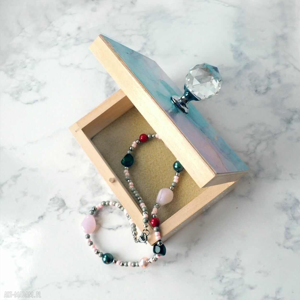 Unikatowa szkatułka na biżuterię Glamour Marble - ręczne wykonanie