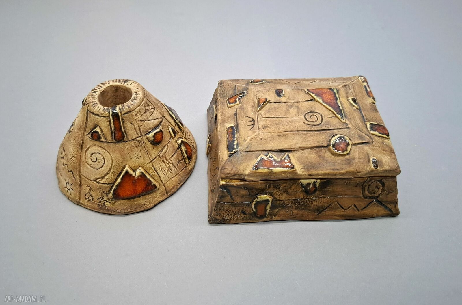 Rustykalna szkatułka ceramiczna na biżuterię