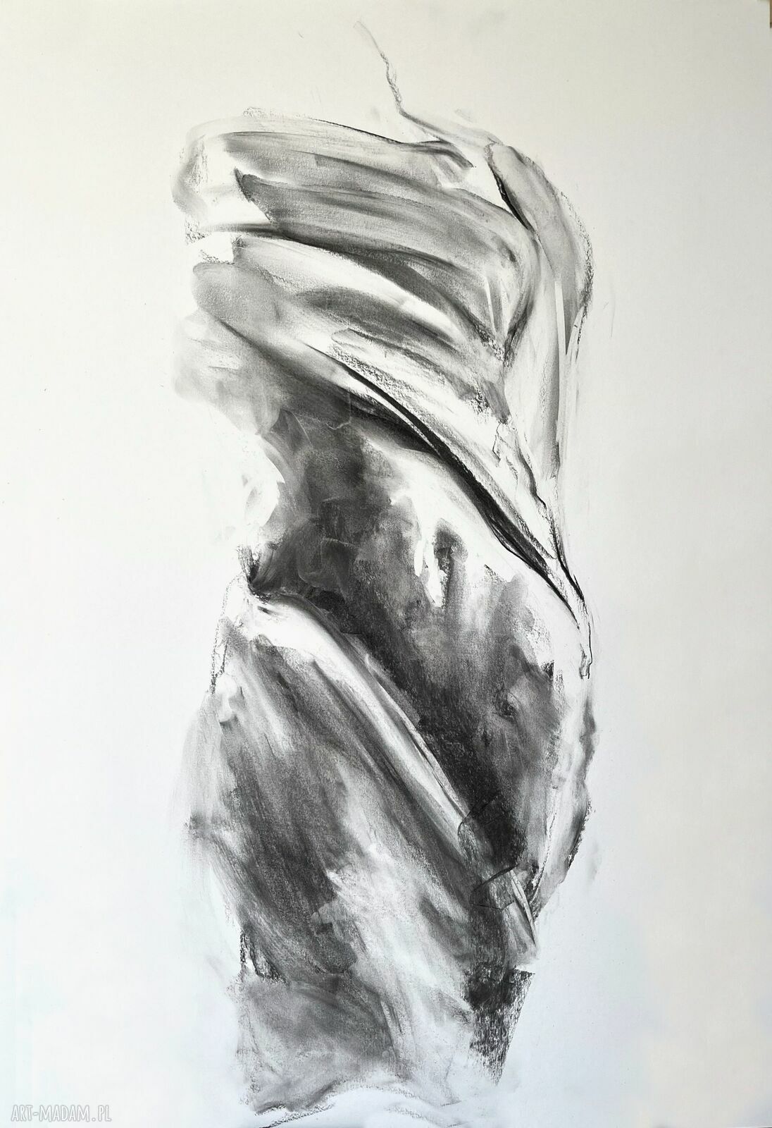 Szkic Kobiety 100x70 cm - obraz z węgla na białym papierze
